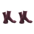 thumbnail image 2 of relayinert Soft Five Toe Socks Stretchable Cotton High Crew Socks Athletic Solid Socks Purple 2Set, 2 of 6