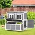 thumbnail image 3 of AECOJOY 40'' Large Wooden Chicken Coop with 3 Nesting Boxes, Outdoor Hen House Cage with Ramp and Removable Gray, 3 of 9