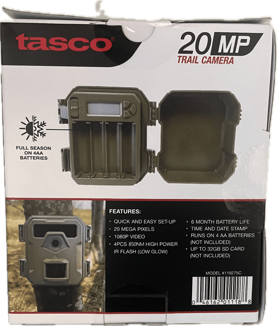 Tasco Invader 20MP Hunting Trail Monitor,1080p 30 FPS Video, Low Glow, Tan, SD Card (Not Included)