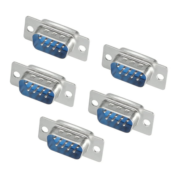 Unique Bargains D-sub Connector Male Plug 9-pin 2-row Solder Type Blue 1pcs, 5