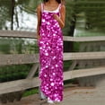 thumbnail image 2 of QATAINLAV Hot Pink Jumpsuits for Women Fashion Printed Rompers Casual Sleeveless Sling Overalls Loose Button Wide Leg Onesie Pants with Pockets, 2 of 6