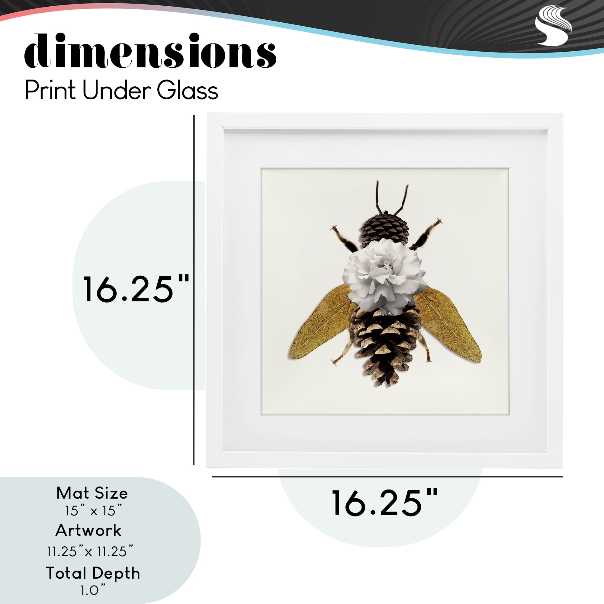 Nature Constructed Bee White Framed Print Under Glass, design by Sasha