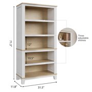 5-Tier Farmhouse Bookshelf, 71 inch Tall Bookcase with Storage & Unique Design & Adjustable Shelf, Wooden Bookshelf for Study Room, Living Room, Home Office, Bedroom