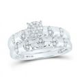 thumbnail image 2 of Solid 925 Sterling Silver His and Hers Real Natural Diamond Trio Three Rings Set Cluster Matching Rings Wedding Band Set 1/4 Carat - ( .28 Cttw ) - Ladies Size 8.5 - Mens Size 8, 2 of 7