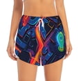 thumbnail image 2 of Daiia Neon City Map Pattern Women's 2 in 1 Running Shorts - Lightweight Athletic Workout Gym Yoga Shorts Liner with Phone Pockets-Small, 2 of 7