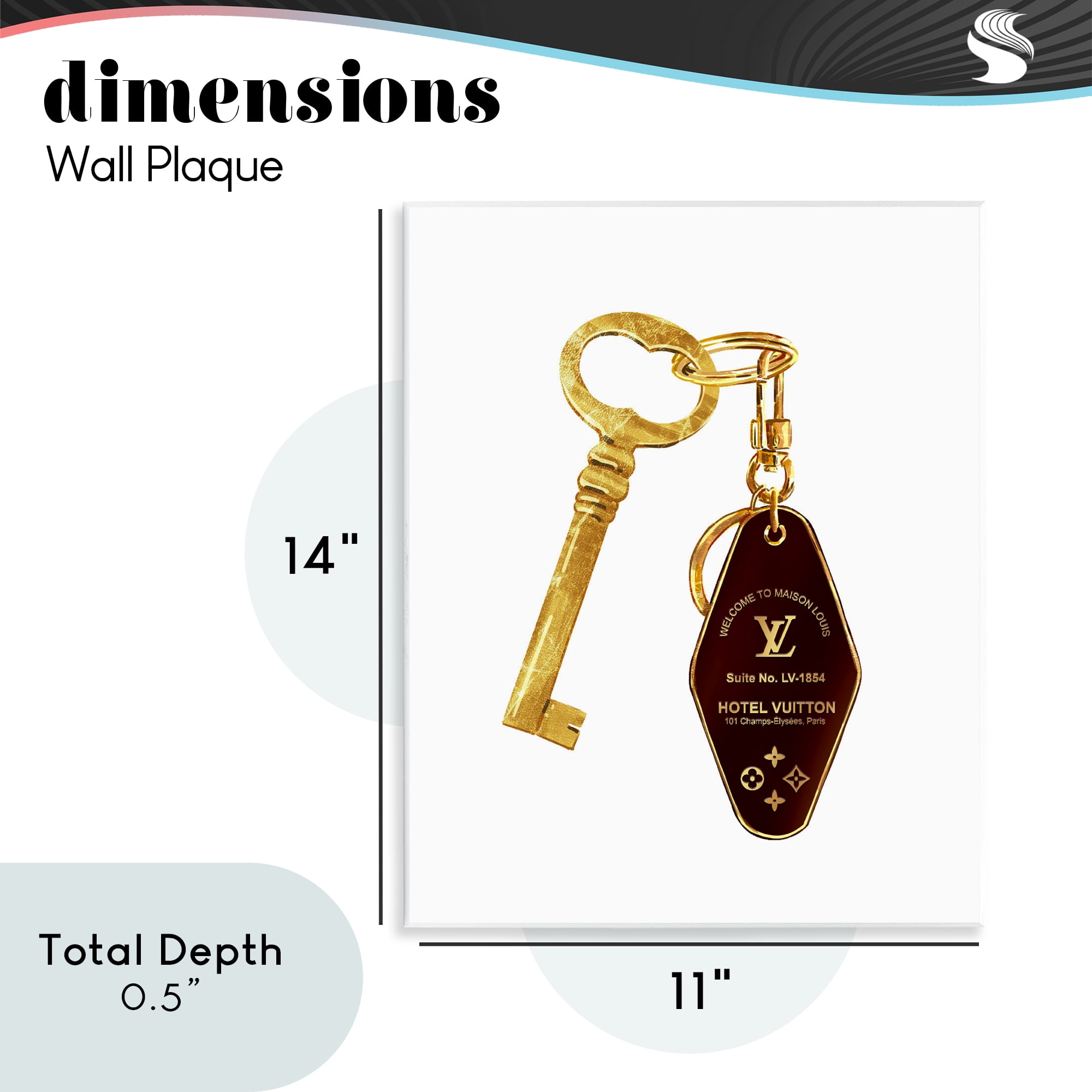 Glam Gold Key Fashion Wall Plaque Art, design by Ziwei Li