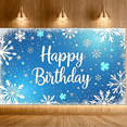thumbnail image 5 of Blue Snowflake Themed Happy Birthday Backdrop Banner Party Decorations Photography Props for Birthday Parties Winter Celebrations Photo Booths and Event Decor, 5 of 8