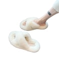 thumbnail image 1 of Pantuflas Peludas De Color Sólido Para Mujer De Otoño E Invierno, Pantuflas De Algodón Cruzadas Planas Antideslizantes Y Resistentes Al Desgaste Cateissary AP007253-13, 1 of 6
