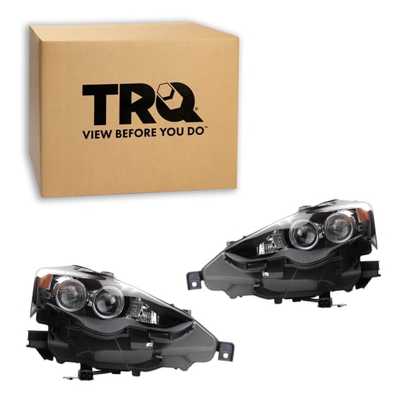 TRQ 2 Piece Headlight Assembly Set Driver & Passenger Side Fits Lexus IS350 2014-2016 IS250 2014-2015 IS200t IS300 2016 LX2518141 LX2519141 81145-53751 8114553751 81185-53751 8118553751