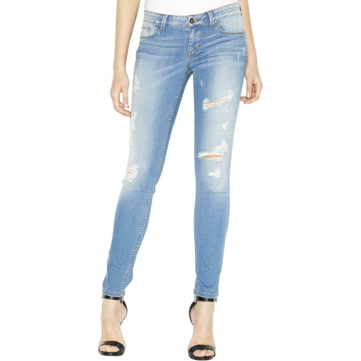 GUESS - Womens Jeans Stretch Ultra-Skinny Distressed Low-Rise 34 ...