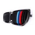 thumbnail image 6 of Xotic Tech TRI Color M Sporty Grille Insert Trim Exact Fit Kidney Grill Stripe Clip for BMW 3 series E46 LCI Sedan 2002-2004 (11 beam bars), 6 of 7