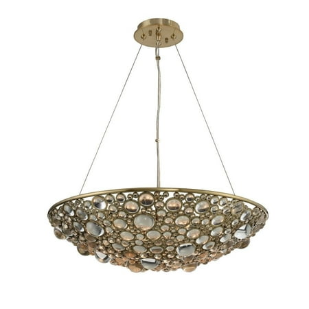 

034250-038-FR001-Allegri Lighting-Ciottolo - Eight Light Pendant Brushed Champagne Gold Finish with Firenze Clear Crystal
