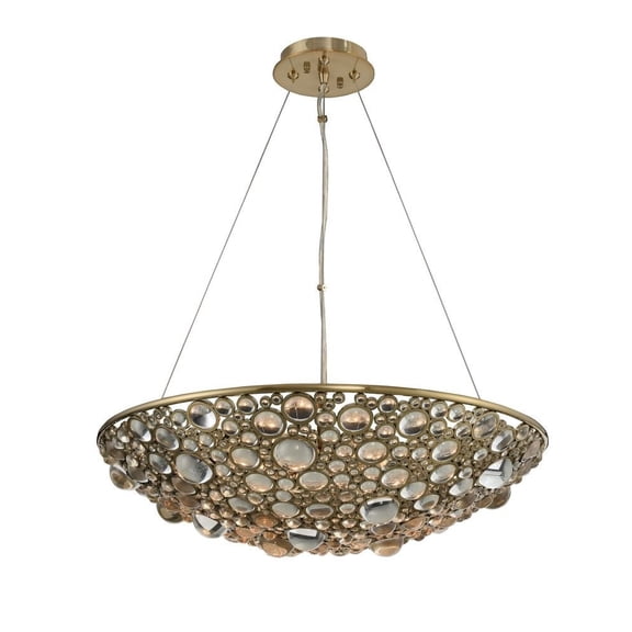 034250-038-FR001-Allegri Lighting-Ciottolo - Eight Light Pendant Brushed Champagne Gold Finish with Firenze Clear Crystal