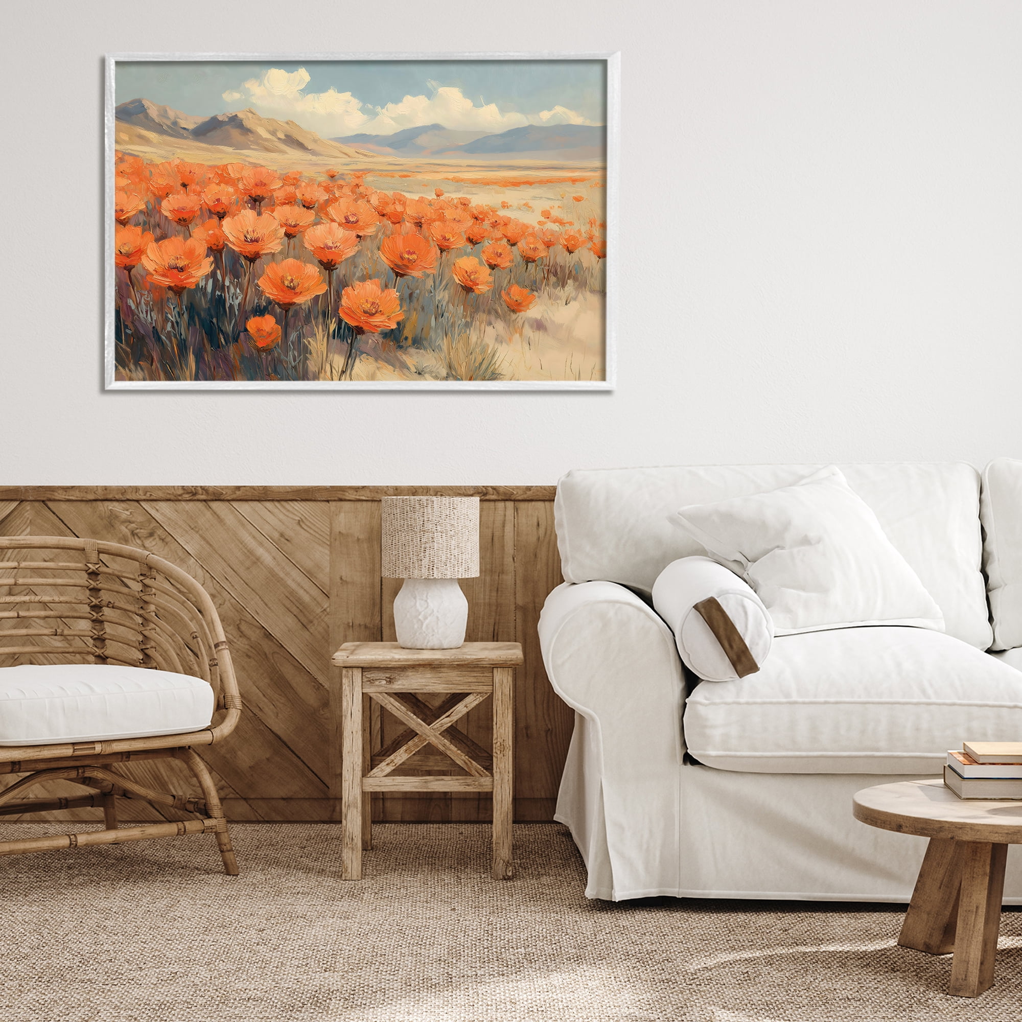 Stupell Industries Desert Poppies in Valley White Framed Giclee Art, design by Gina Kelly