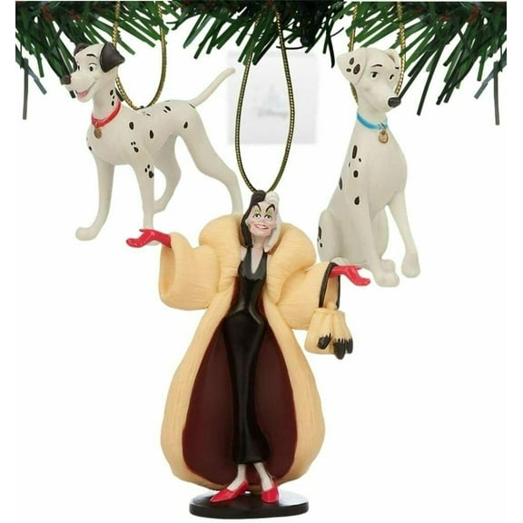 101 Dalmatians 3pc Pongo Perdita Cruella De Vil 3" PVC Ornament Figurine New