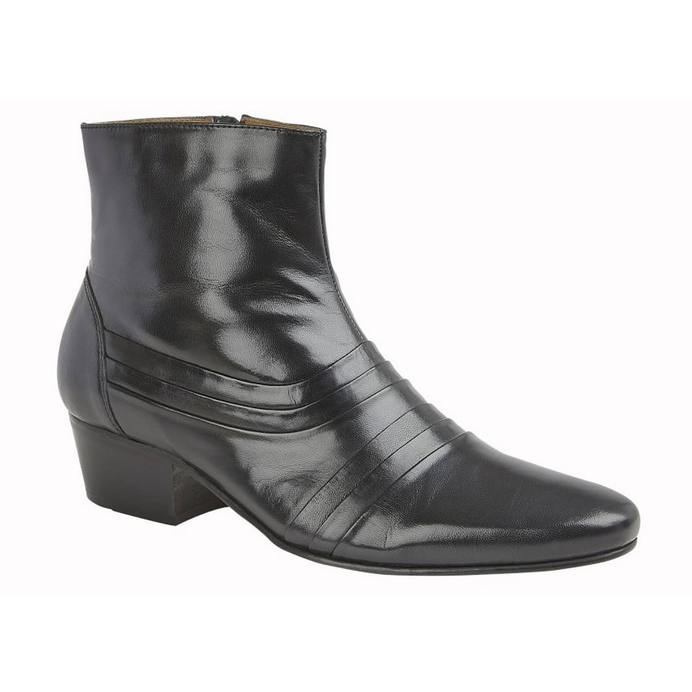Kensington Mens Pleated Cuban Heel Leather Ankle Boots | Walmart Canada