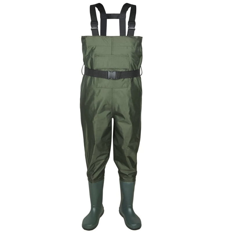 Lovote 2-Ply Waterproof Chest Waders Fishing Hunting Nylon Rubber Bootfoot Men Women Non-Slip Boots Green US Size 11, Adult Unisex, Size: US 11