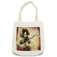thumbnail image 1 of Jazz Music Tote Bag, Guitar Virtuoso Hand Drawn Style Illustration of a Guitar Player Musician, Cloth Linen Reusable Bag for Shopping Books Beach and More, 16.5" X 14", Cream, by Ambesonne, 1 of 2
