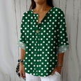 thumbnail image 2 of VEKDONE Women's Linen Button Shirts Fall Long Sleeve V-Neck Tunic Tops Polka Dot Print Plus Size Blouse Casual Loose Lightweight Pullover Top, 2 of 5