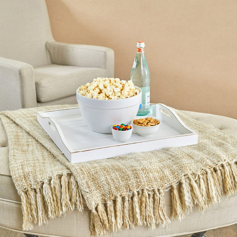 Wooden Ottoman Trays Whitewash