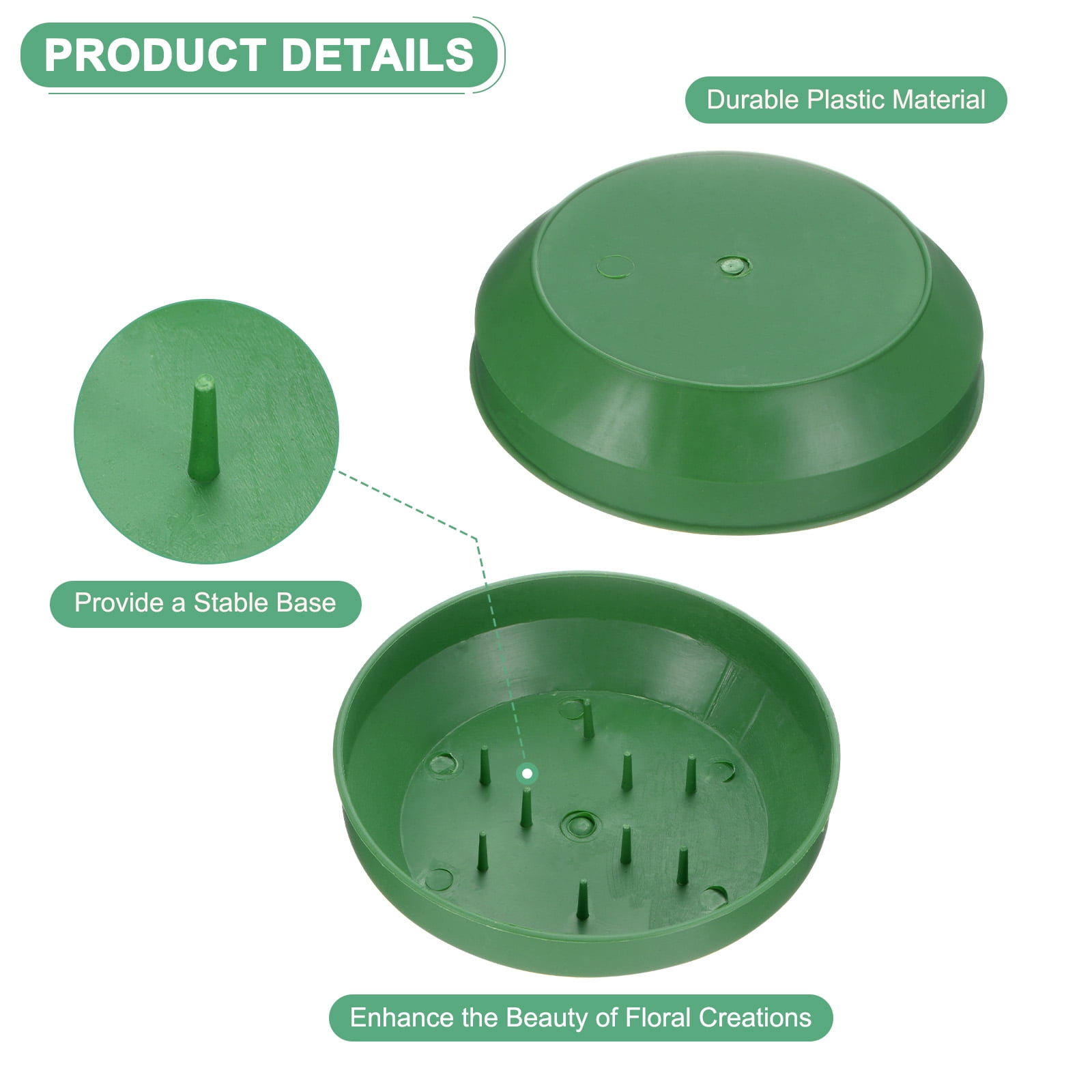 8-Pack Floral Centerpiece Trays, 5.51 Inch Plastic Bowl Flower Arrangement Base Round Foam Holder [Green]