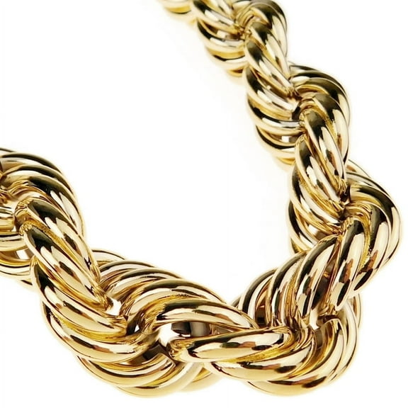 Mens 14k Gold Plated Rope 36" Inch x 25MM Wide Hip Hop Chain Huge Hollow Dookie 1980's Rapper Necklace