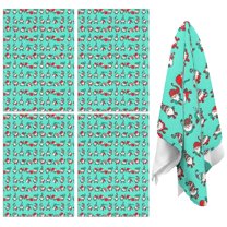 4 Pcs Funny Kitchen Towels,Turquoise Christmas Gnome Pattern Microfiber Dish Towels,Kitchen Tea Towels,Kitchen Towel Set (18" X 26")