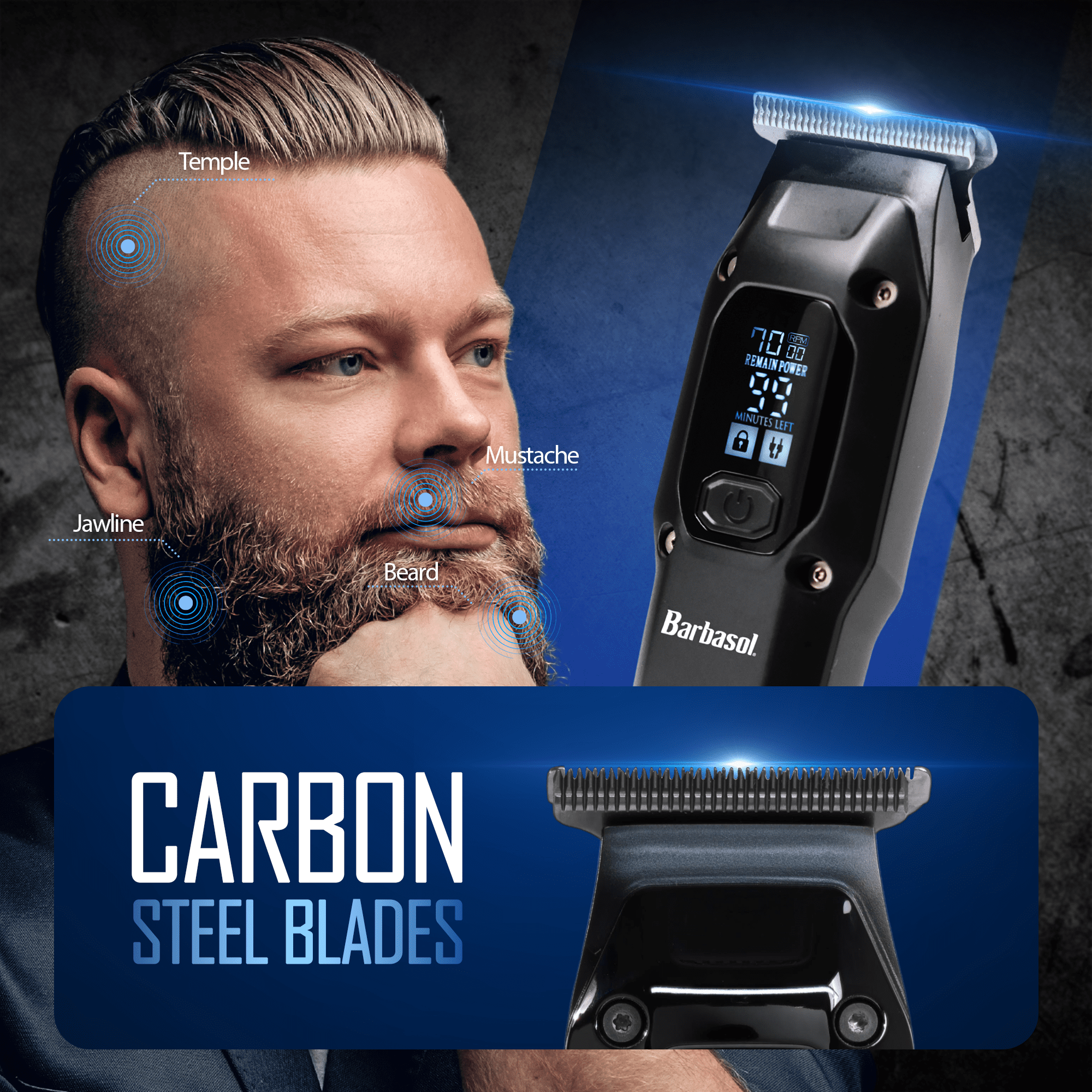 Barbasol Rechargeable LCD T-Blade Electric Shaver with 2 Cutting Speeds for Any Man, Beard, and Haircut Grooming Barbasol Rechargeable LCD T-Blade Electric Shaver with 2 Cutting Speeds for Any Man, Beard, and Haircut Grooming