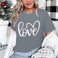 thumbnail image 4 of Meichang T-Shirts pour Femmes T-Shirts de la Saint-Valentin T-Shirts Mignons à Imprimé Cœur Hauts Mignons T-Shirts de Fête Manches 3/4 Col Rond T-Shirts Mode 2025, 4 of 4