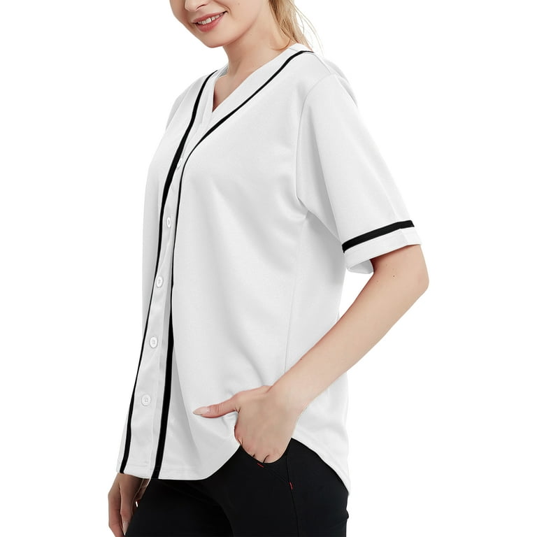 Ma Croix Women's Baseball Button Down Hip Hop Jersey 