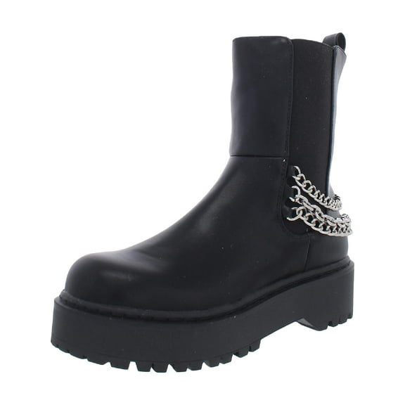 Wild Pair Womens Rocksann Chain Zipper Ankle Boots