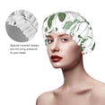 thumbnail image 4 of YFYANG Women's Double Waterproof Shower Cap, Watercolor Leaf Doodle Reusable Hair Cap for All Hair Styles and Head Sizes, 4 of 9