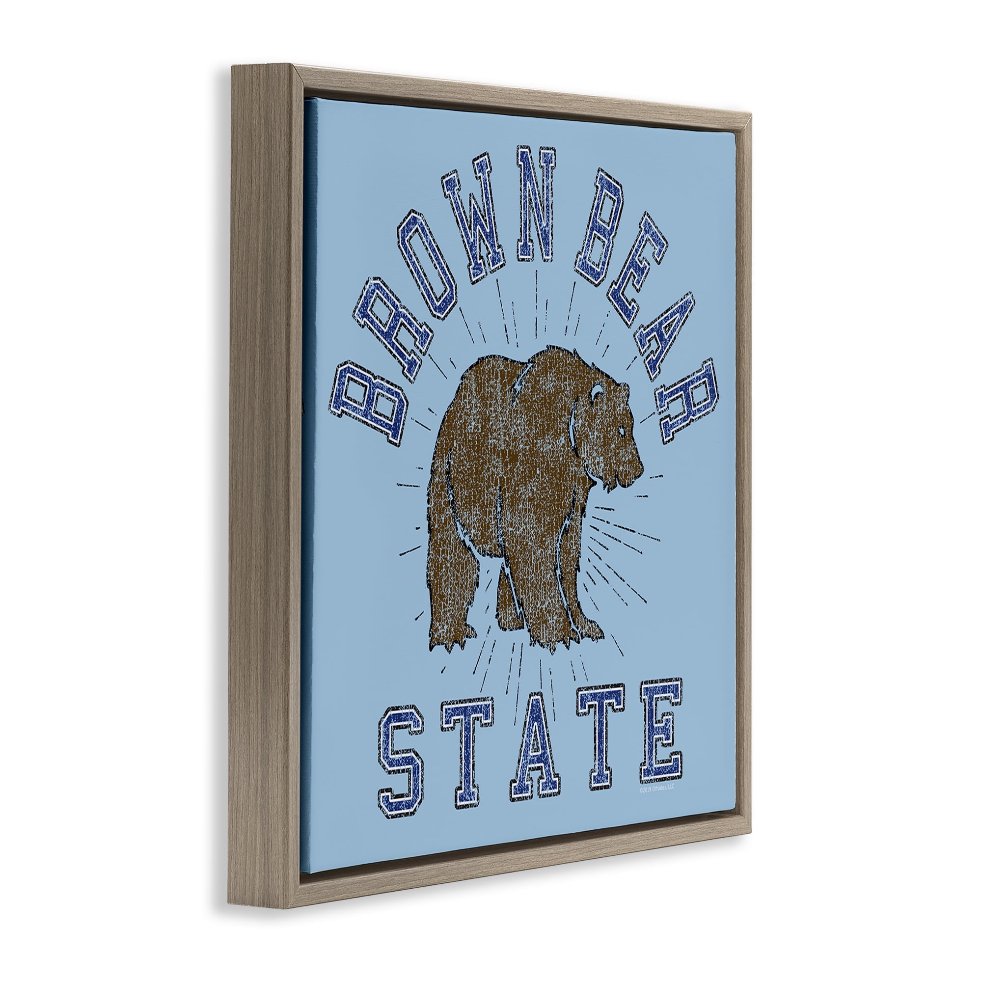 Stupell Industries Brown Bear Varsity State Novelty & Humor Painting Brown Floater Framed Canvas Art Print Wall Art, 25 x 25
