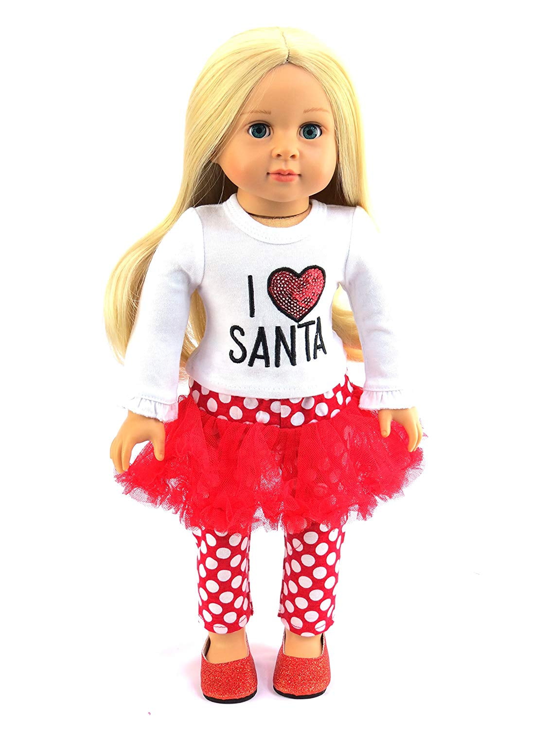 I Love Santa Outfit For 18 Inch Dolls