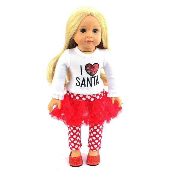I Love Santa Outfit For 18 Inch Dolls