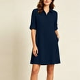 thumbnail image 3 of Gytharion Women's Casual Dresses Solid Color Lapel Buttoned A-Line Shirt Dresses Long Sleeve Loose Dresses with Pockets, 3 of 4