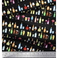 thumbnail image 2 of Soimoi Black Cotton Duck Fabric Bottle & Wine Glass Bar Print Fabric by the Yard 42 Inch Wide, 2 of 3