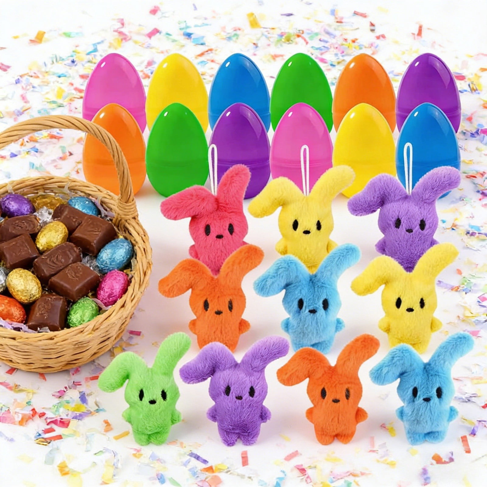 XIAHAO 12PCS Cute Bunny Plush Toys,Easter Basket Stuffers Toys for Kids,Bunny Stuffed Animals,Easter Party Favors Gift for Girls Boys