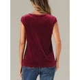 thumbnail image 3 of DARING DIVA Women's Crew Neck Cap Sleeve Velvet Blouses XL Burgundy, 3 of 6