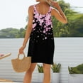 thumbnail image 4 of WTOBBY Women's Floral Print Sleeveless Scoop Neck Sun Dress with Back Tie Detail for Beach & Vacation,Black M, 4 of 5