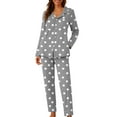 thumbnail image 2 of Caywon Women's Valentine's Day Printed Pajama Set with Pockets, 1 Top + 1 Pants Long Sleeve Collared Homewear Set Casual Comfortable Sleepwear Outfit, 2 of 7