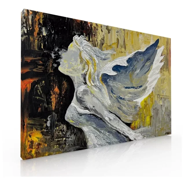 Cuadro Decorativo Canvas Para Comedor Angel Abstracto Ocre