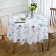 thumbnail image 2 of Floral Tablecloth 60x60 Inch Round, Flower Decoration Table Cloth for Spring Summer, Waterproof Fabric Wrinkle Free Table Cover for Kitchen, Dining Room, Party, Picnic, Camping, Teal, 2 of 6