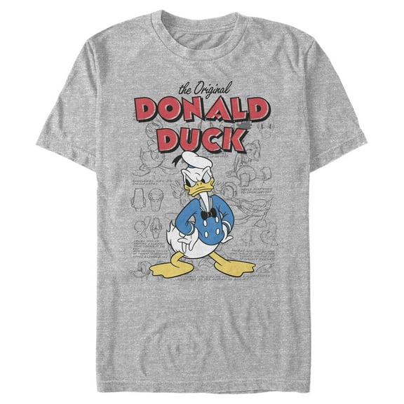 Men's Mickey & Friends Donald Duck Original Art  Graphic Tee Athletic Heather 2X Large