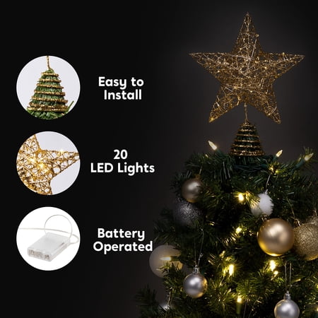 Joiedomi Gold Glitter Star Tree Topper