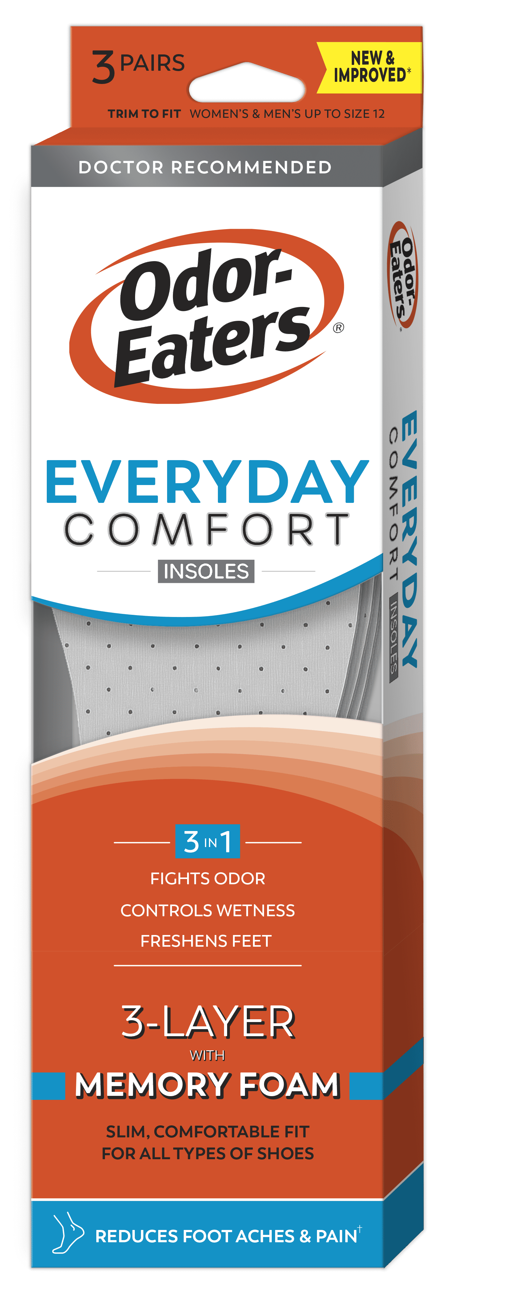 Odor-Eaters Everyday Comfort Insoles 3pk, Foam Insoles