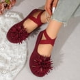 thumbnail image 2 of Xucatan Women's Floral Flat Shoes, Fabric Flower Embellished Slip On Loafers with Elastic Ankle Straps, Round Toe Casual Low Top Pumps, Versatile Plus Size Design Gift, 2 of 9