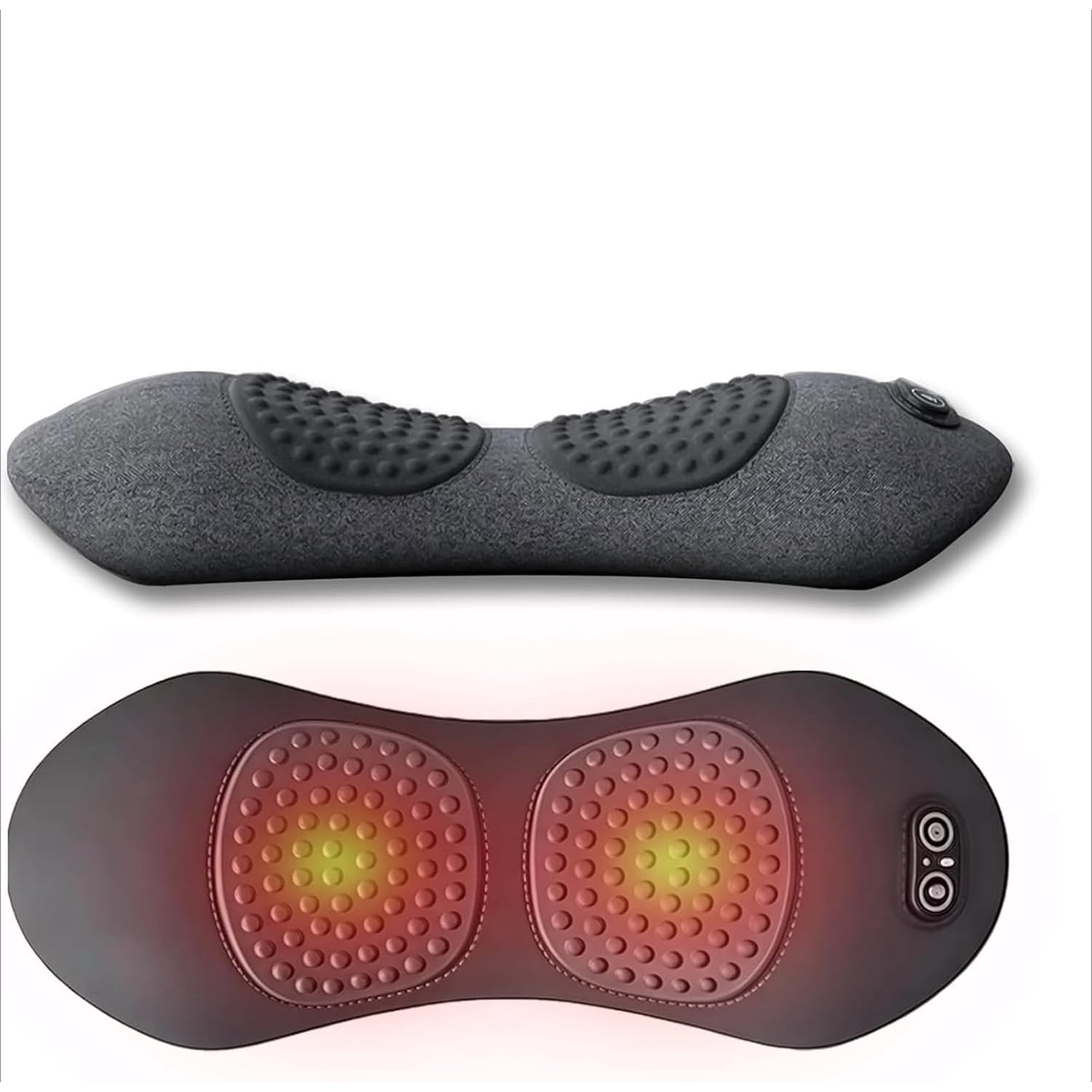 Triple Fusion Back Massager with Heat, 3-In-1 Traction & Vibration for Sciatica & Lower Back Pain Relief, Ergonomic Lumbar Support