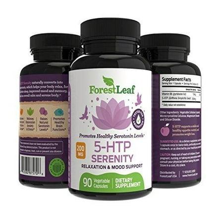 5-HTP Serenity Daily Serotonin Supplement Helps Boost and Improve Mood, Relaxation and Brain Function Helps Regulate Sleep and Appetite  by ForesLeaf 200 mg 90