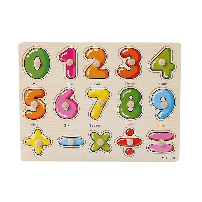 Wooden Peg Puzzles Set for Toddlers 2 3 4 Years Old, Alphabet ABC, Numbers, Shape and Farm Animals Learning Puzzles Board for Kids, Preschool